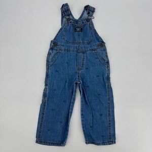OshKosh B'gosh Denim Overalls Toddler 3T Blue Jean Vestbak Animal Print‎